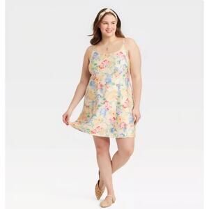A NEW DAY Womens Mini Woven Tank Summer Dress Floral Print Beach Size 20